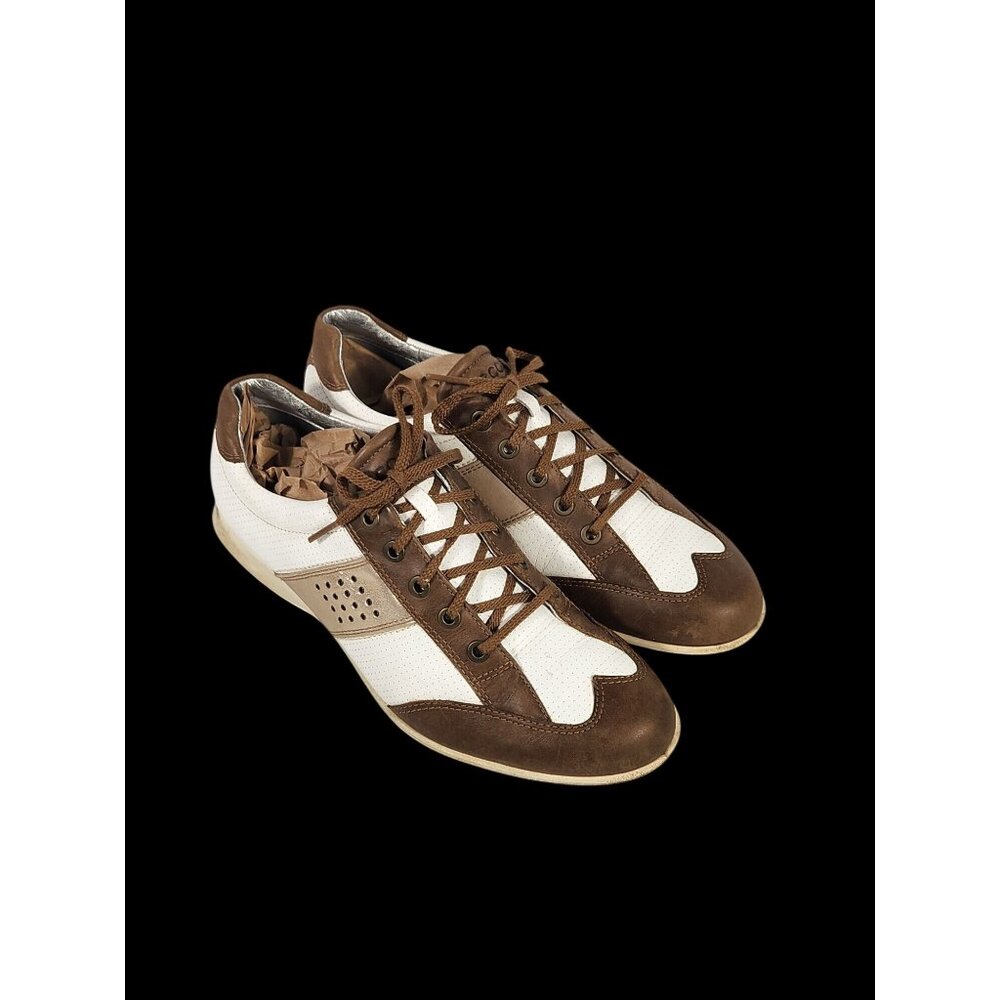 Ecco Womens  Leather Sneaker Shoes Two Tone Walking Comfort Preppy Eur:40 US:9
